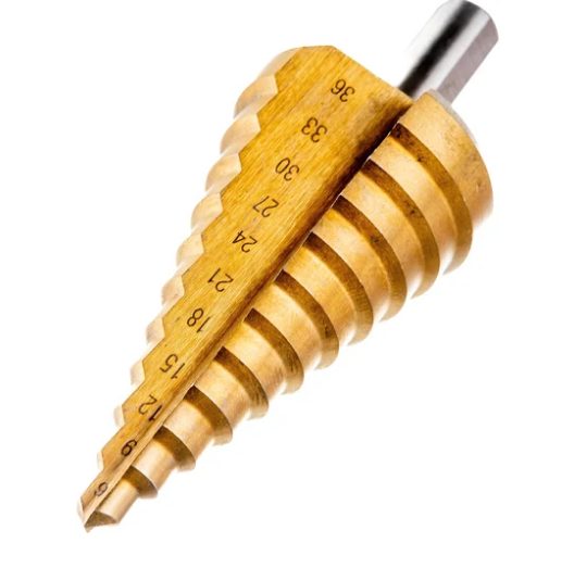 Сверло ступенчатое по металлу 6-36мм шаг 3мм HSS+TIN прямое Sturm 1055-S636